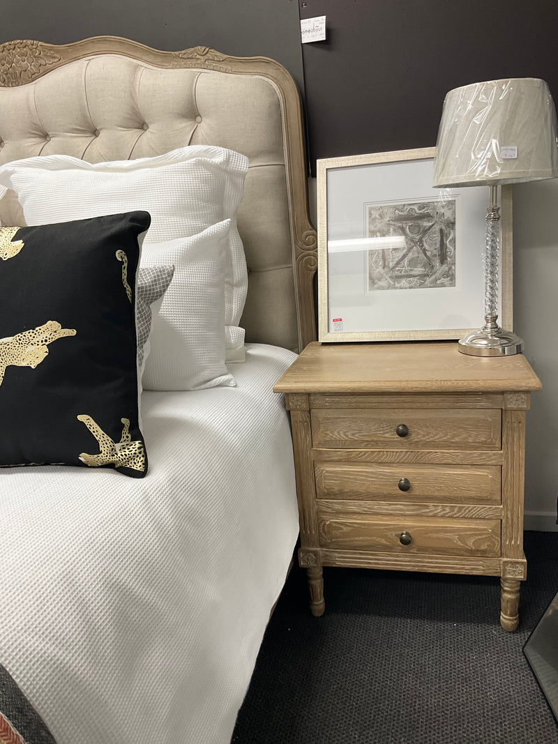 French Villa 3 drawers OAK Bedside table Light OAK