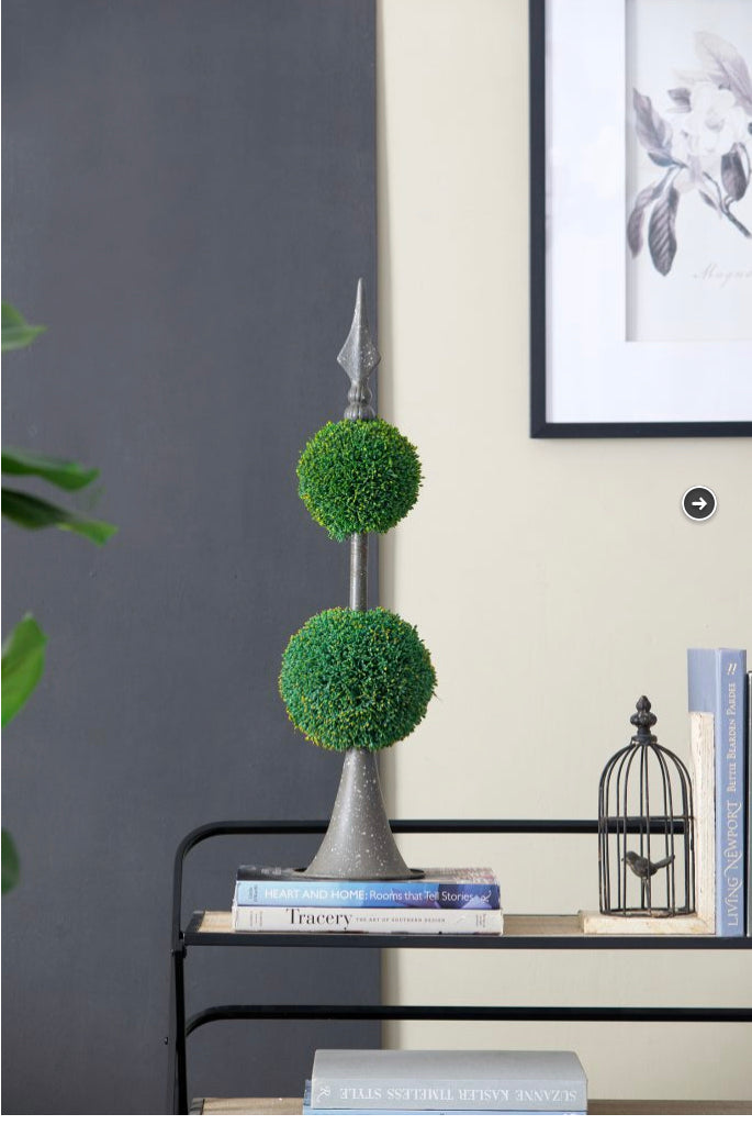 Spired Two-Sphere Boxwood Topiary