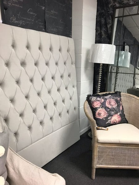 King/ Buttoned  150cm High Stone Grey Headboard