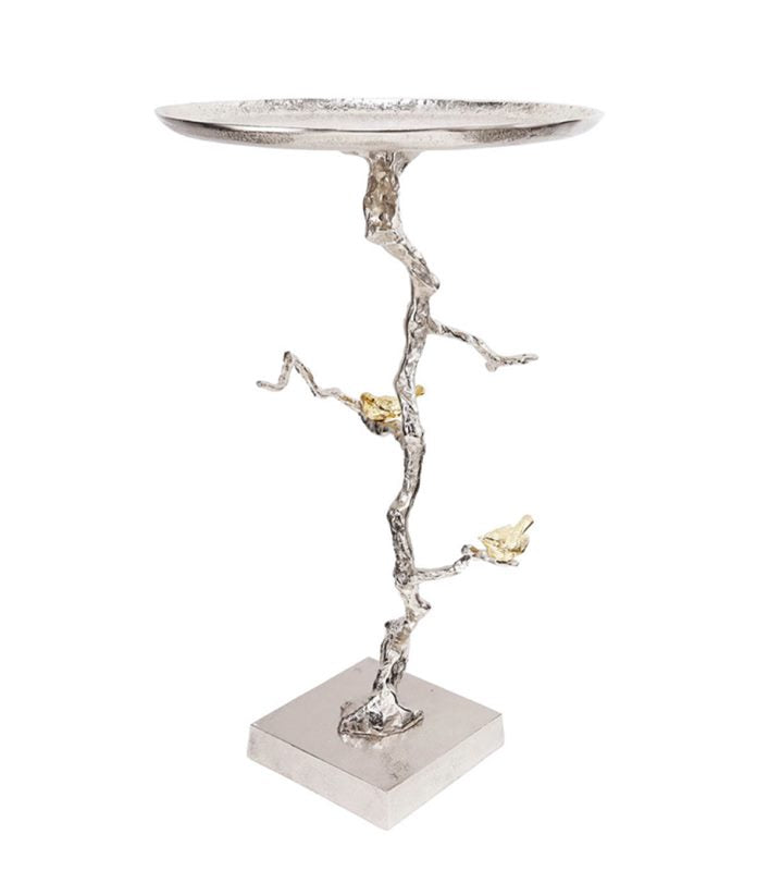 Contemporary Shiny Aluminium Silver side table