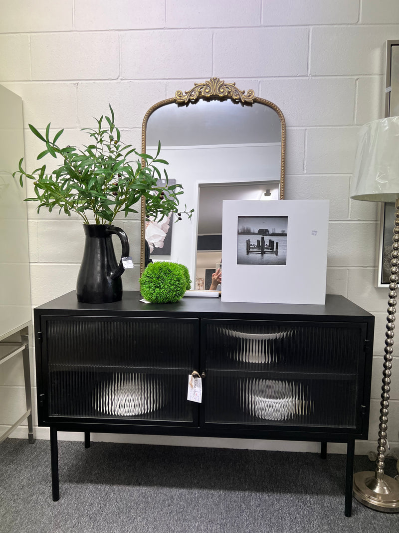 Zoie Industrial Loft Glass/Black Iron Cabinet