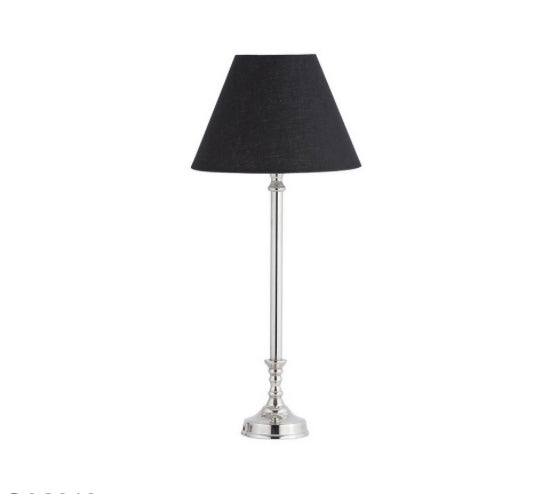 TABLE LAMP WITH SHADE (LAMP – NICKEL / SHADE - BLACK LINEN)