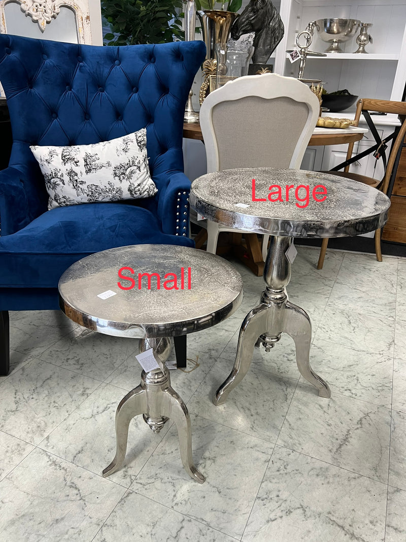 Aluminium Silver Side Table Large