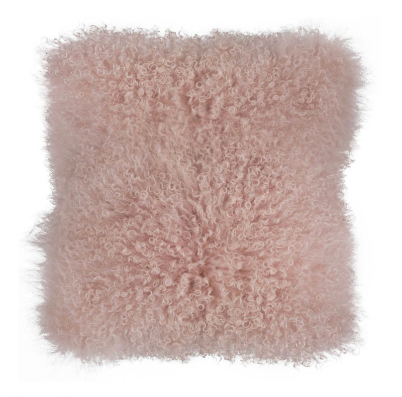 Pink Lamb Fur Cushion Feather Filled