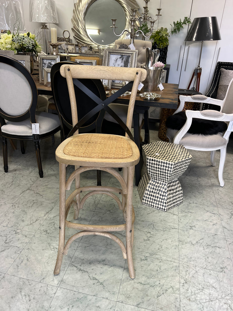 Last One ! Cross  Back OAK Bar stool/Light OAK