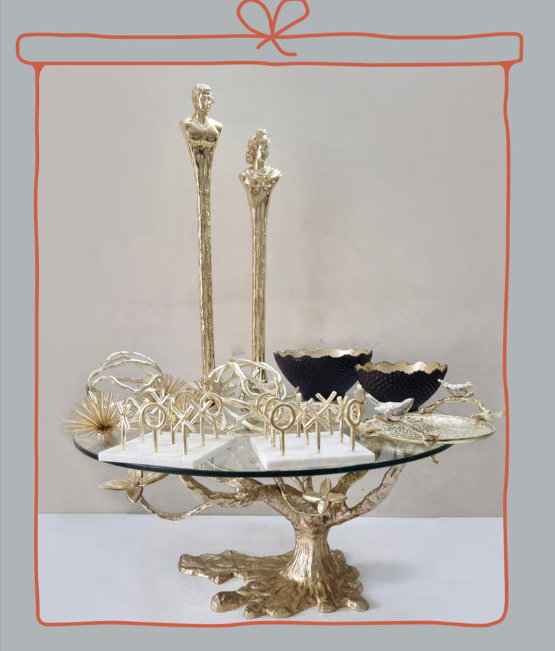 Aluminium Gold Statue With Marble Base A