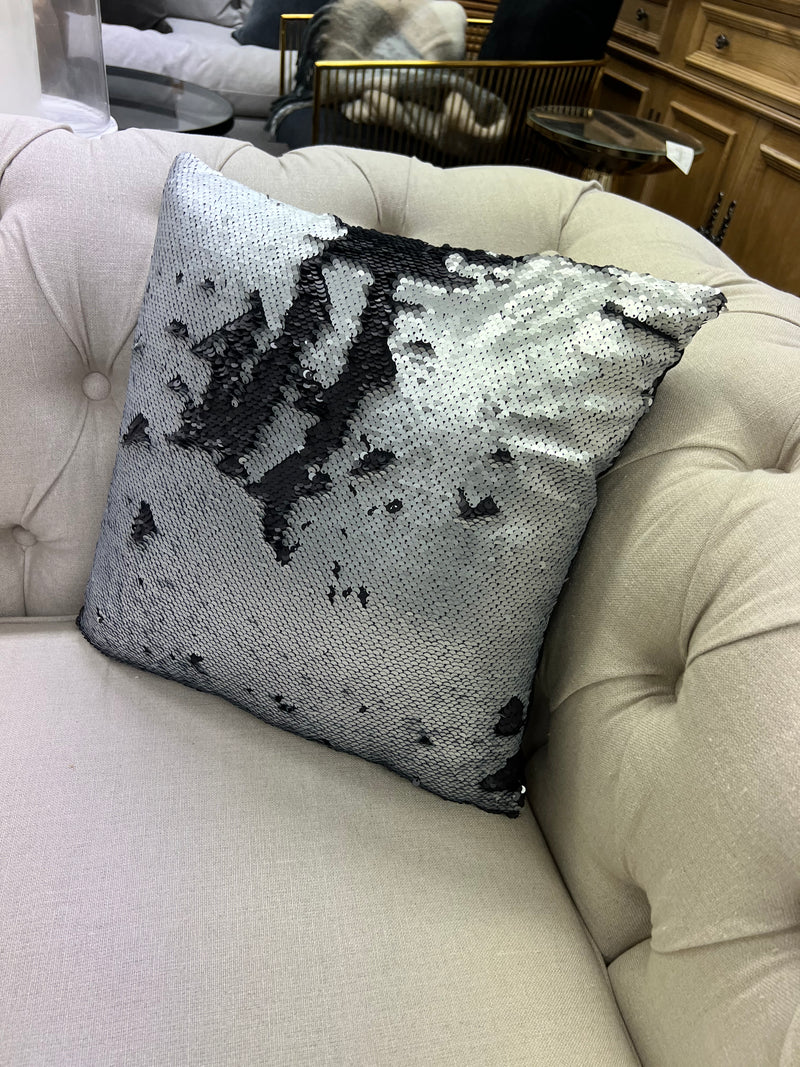 Cushion Sequin Collection Silver/ Black 40x40