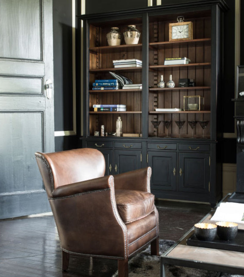 Black Library Bookcase 2 bays Cenacle Collection