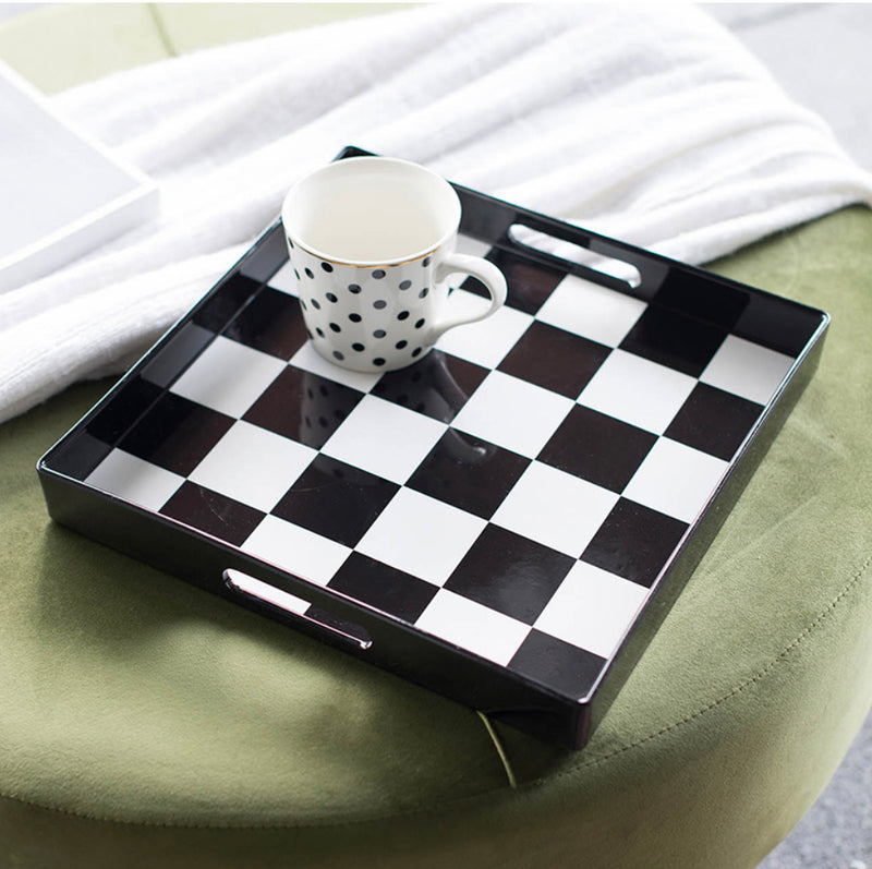 Quinn Square Black & White Tray-1