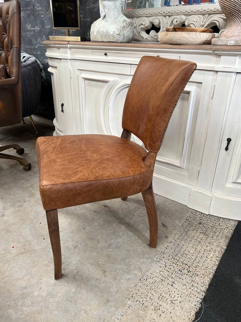 Top Grain Leather French Dining Chair / Oak Legs- Cocoa