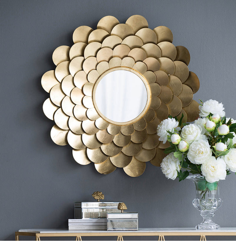 Gold Mirrored Floral Wall Art