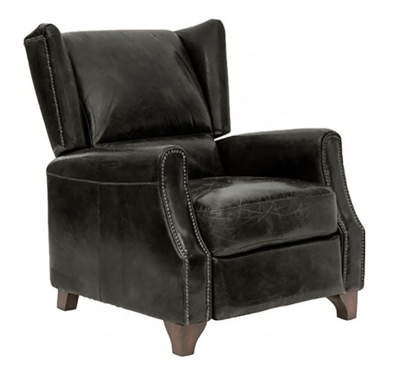 LEATHER RECLINER CHAIR IN BELON BLACK