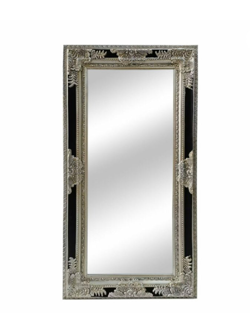VINTAGE ORNATE MIRROR Silver/ Black 180CM