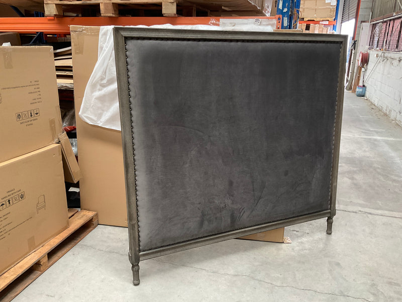 Superking/French Country OAK Headboard 150cm H /Charcoal Velvet