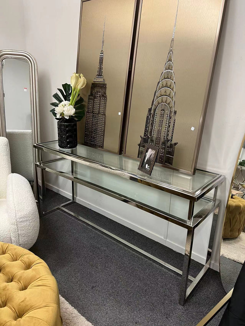 Janssen Hall Table Silver Stainless Steel