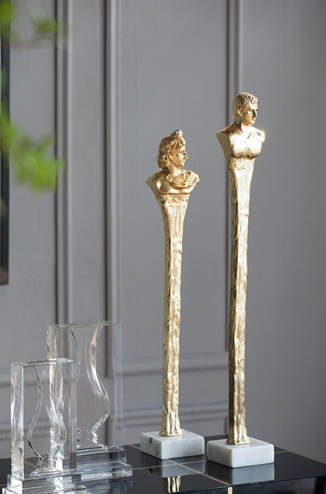 Aluminium Gold Statue With Marble Base A