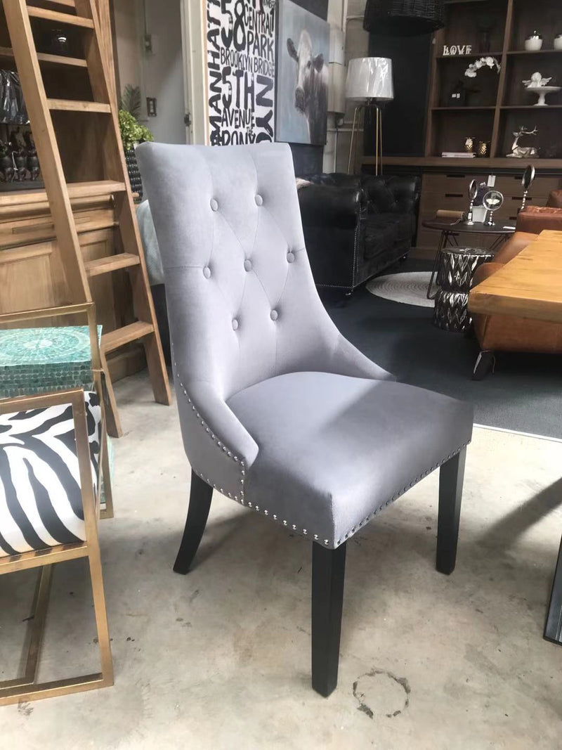 Last one! Modern Classic Tufted Dining Chair Grey velvet