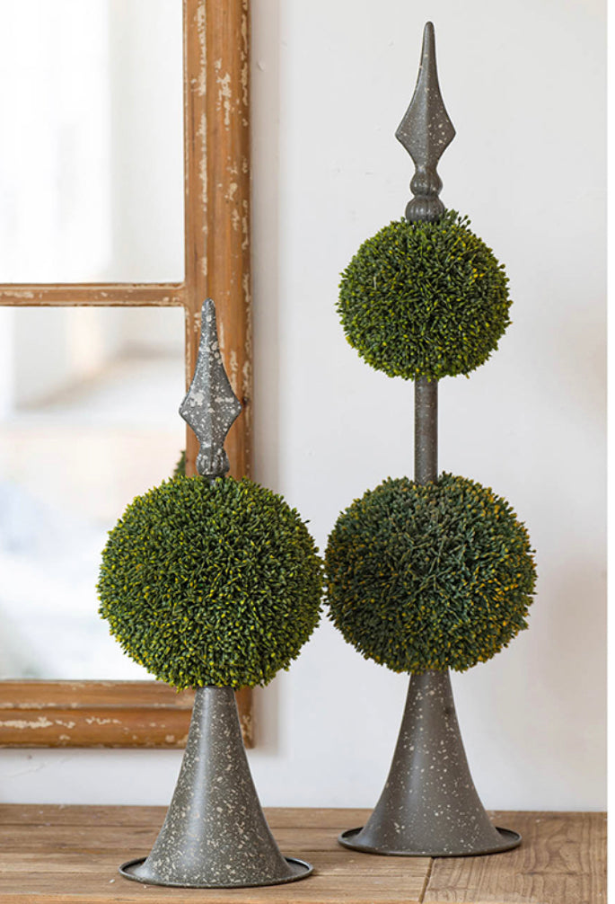Spired Two-Sphere Boxwood Topiary