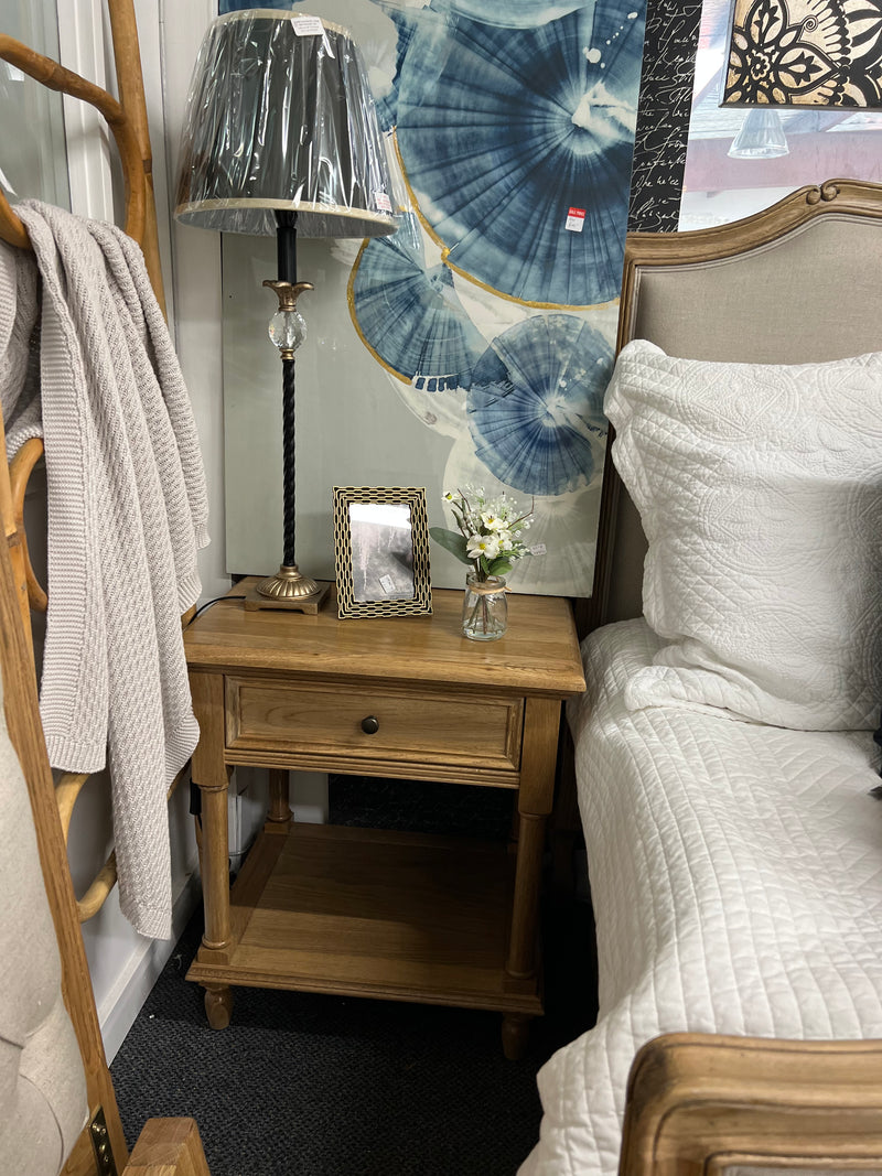 French Villa OAK One drawer Bed side / Natural Gloss