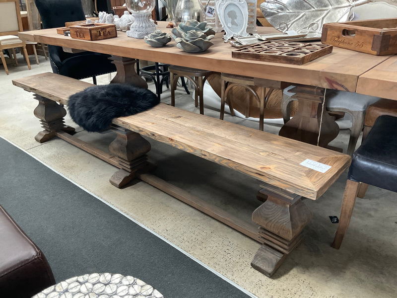 2.4m Reclaimed Wood Trestle Dining Table Bench