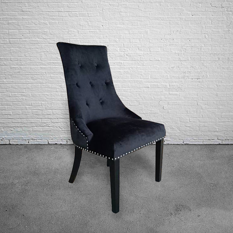 Modern Classic Tufted Dining Chair  BLACK VELVET