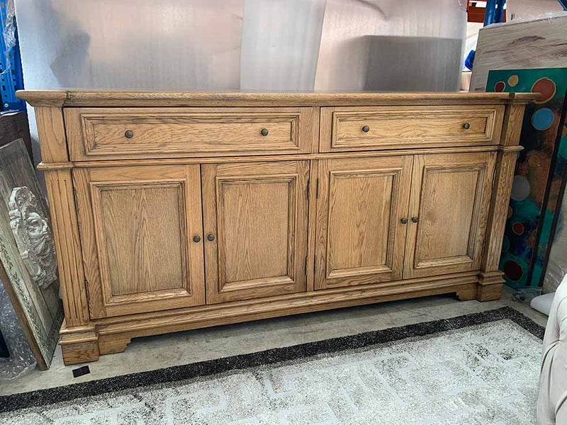 French Country Style Oak Wood Buffet Sideboard