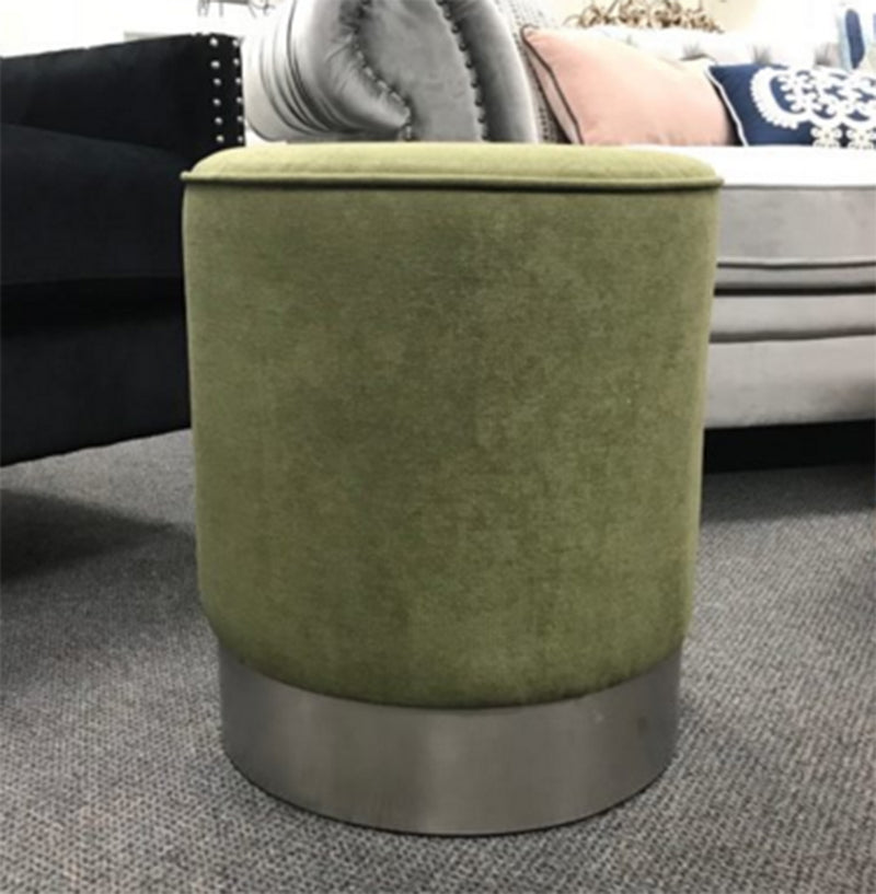 Modern Classic Yellow Green Velvet Round Ottoman