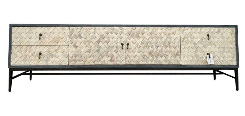 Clearance/2.13M Rustic Lodge Beige Stone Colour Wood TV Unit