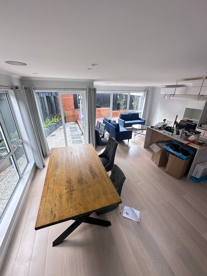 2.4M Wood Dining table/ Cross Legs