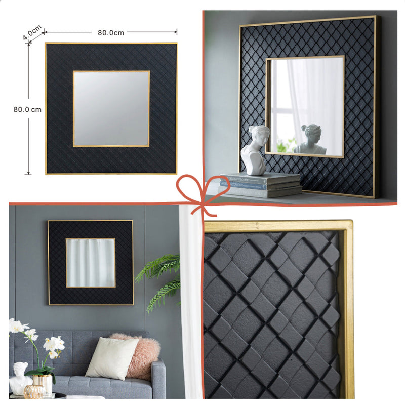 Square Mirror/ Black /Gold