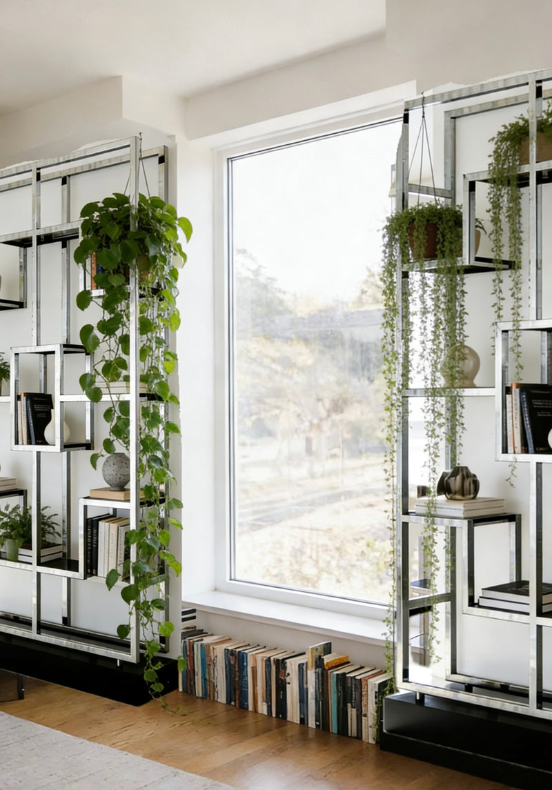 Modern Classic Clear Glass Stainless Steel Display Shelf