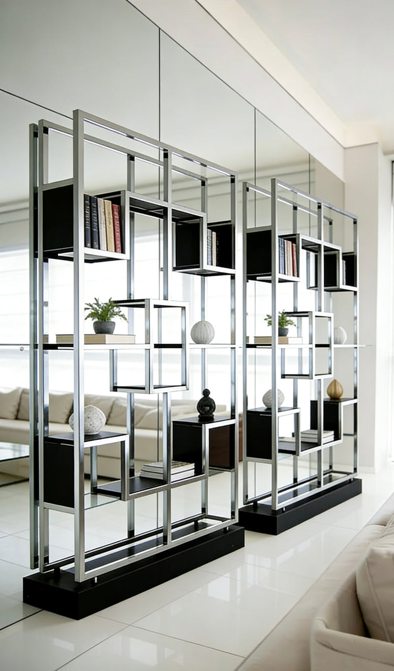 Modern Classic Clear Glass Stainless Steel Display Shelf