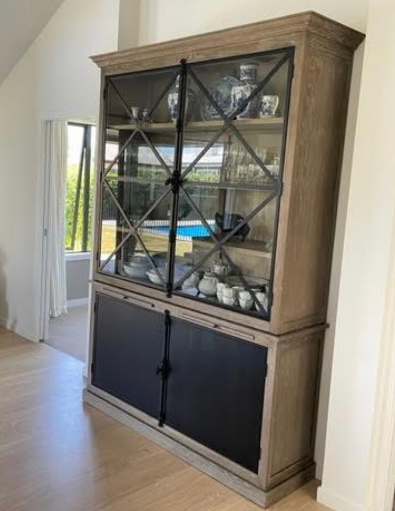 Eastlake French Country Solid Oak GrayWash Cabinet