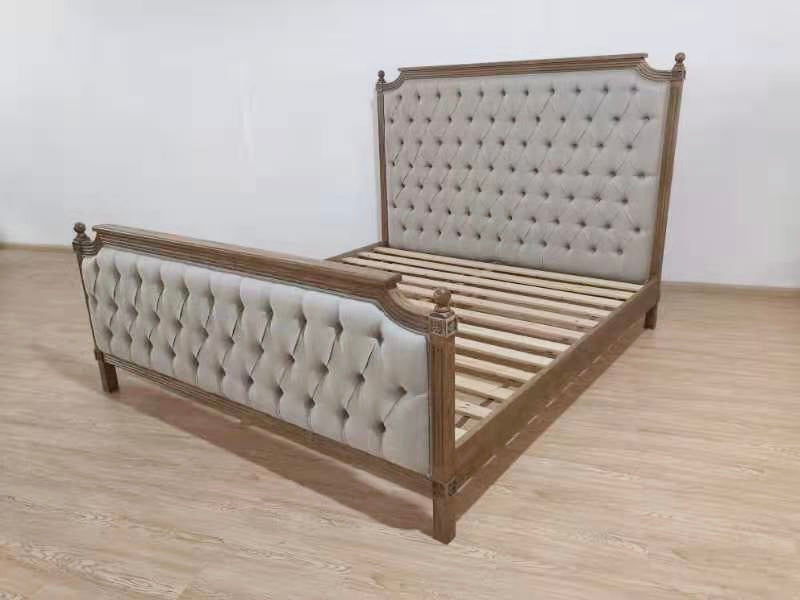 Watson French Country Oak Frame Upholstered Button King Size Bed