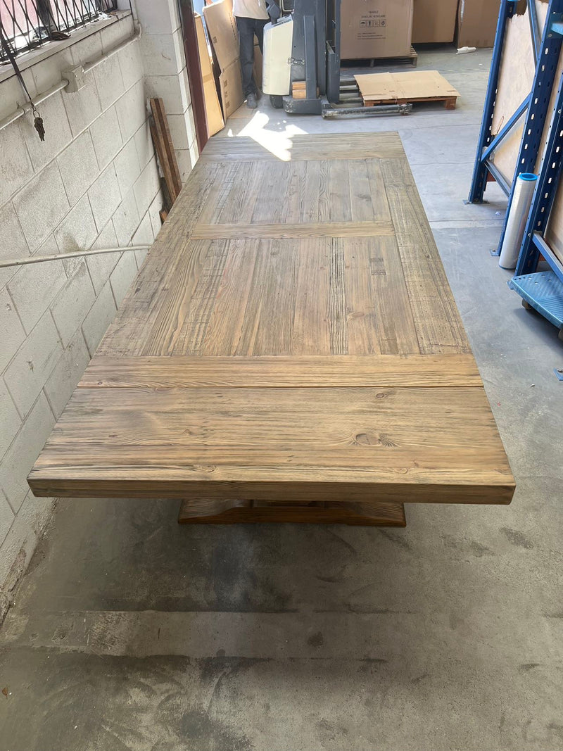 2.4-3.3m Extended Reclaimed Wood Trestle Dining Table