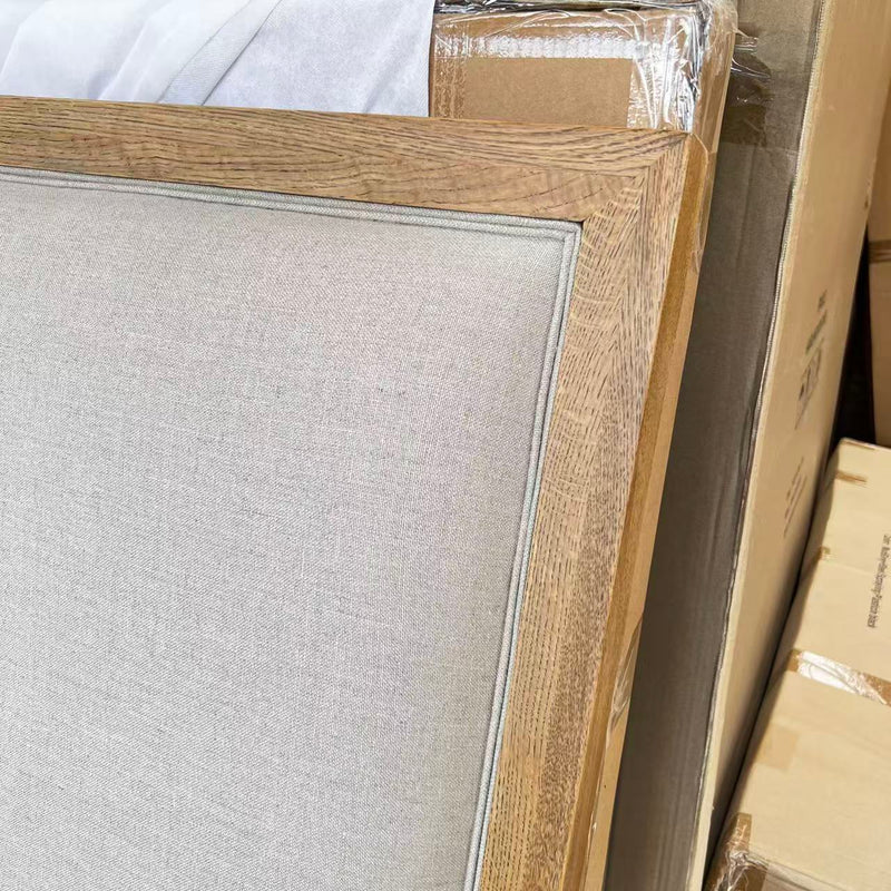 CAROLINE FABRIC PANEL OAK BED King /Without Routed Groove Details
