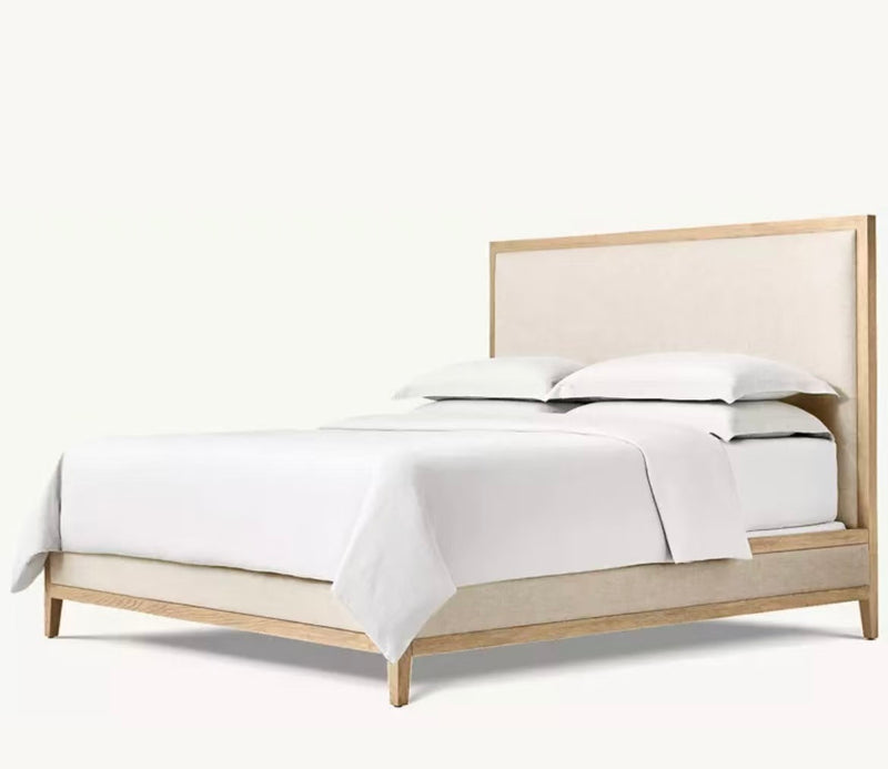 CAROLINE FABRIC PANEL OAK BED King /Without Routed Groove Details