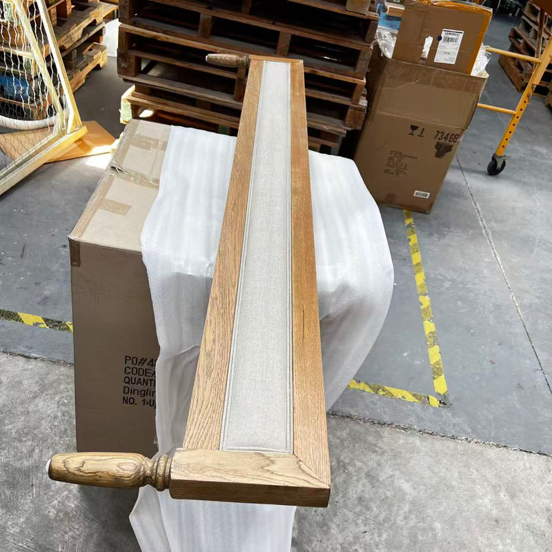 CAROLINE FABRIC PANEL OAK BED King /Without Routed Groove Details