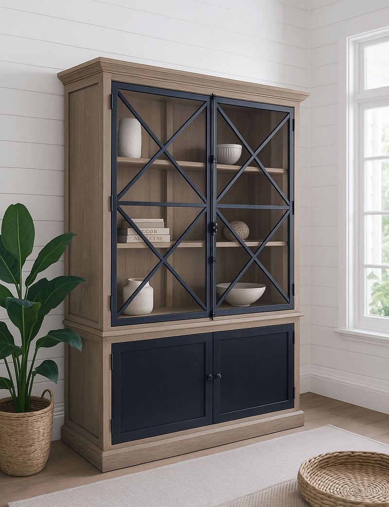 Eastlake French Country Solid Oak GrayWash Cabinet