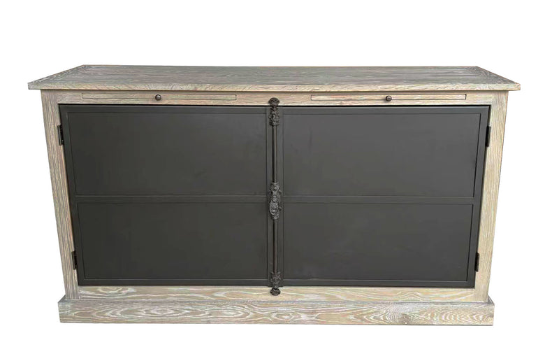 Eastlake French Country Solid Oak GrayWash Cabinet
