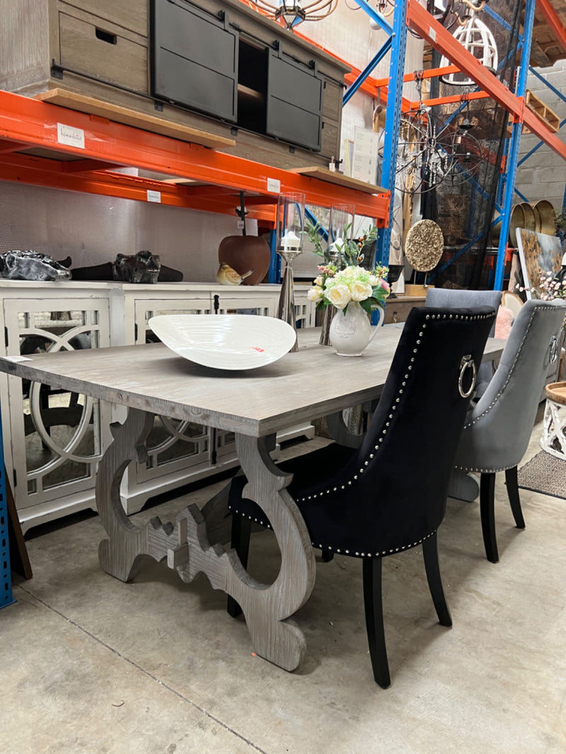Nantes French Country  2.2m Wood Dining Table- Mud Grey