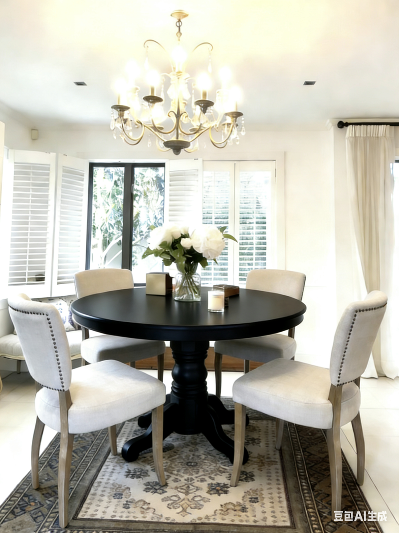 1.4M Round French Country Dining Table  Black