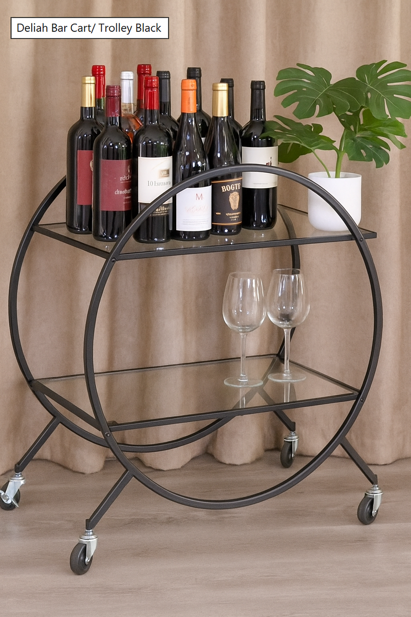 Deliah Bar Cart/ Trolley Black