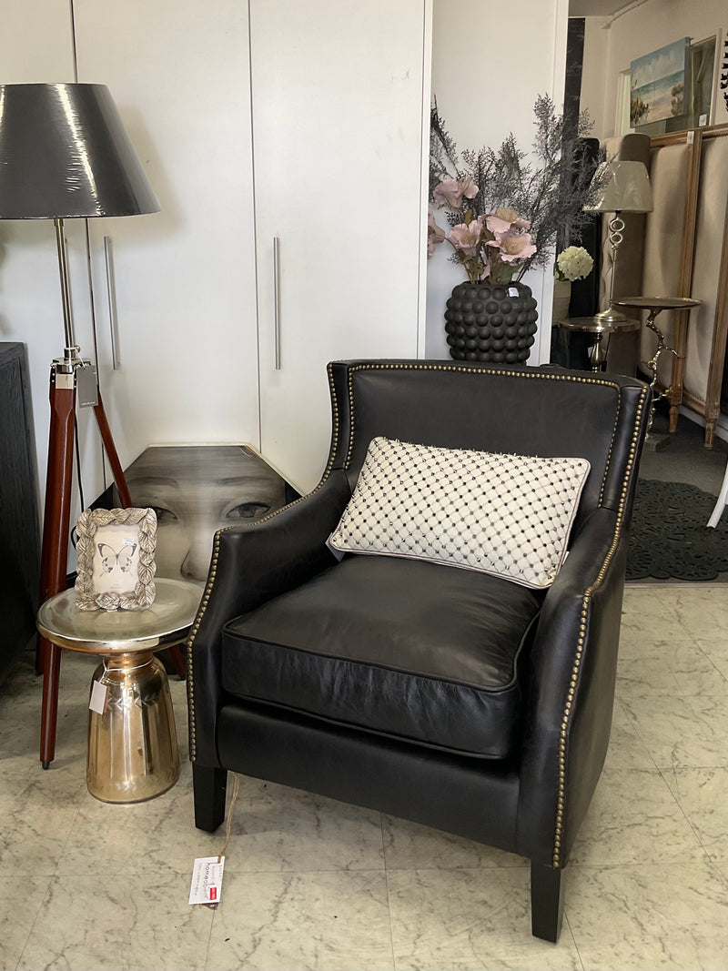 Top Grain Leather Arm Chair 7025 Black