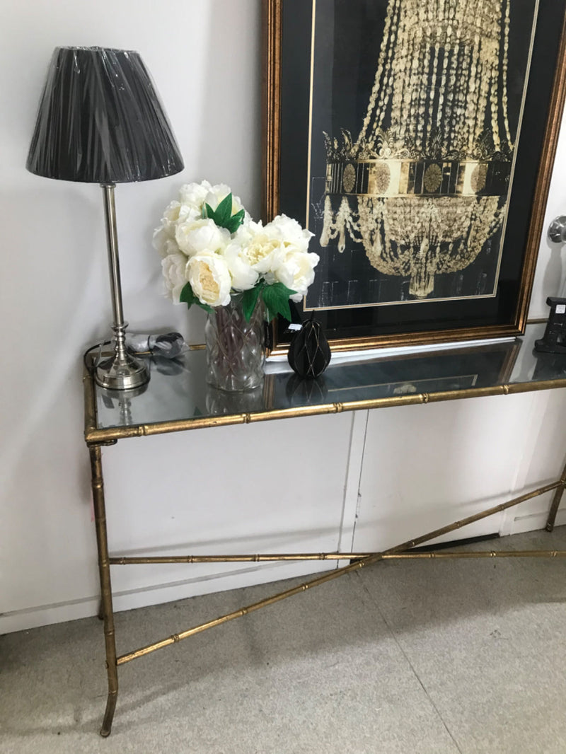 Mirror Top Antique Gold Console table