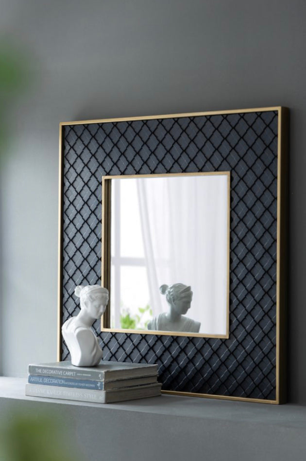 Square Mirror/ Black /Gold