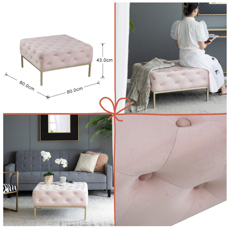 Pink Square Ottoman