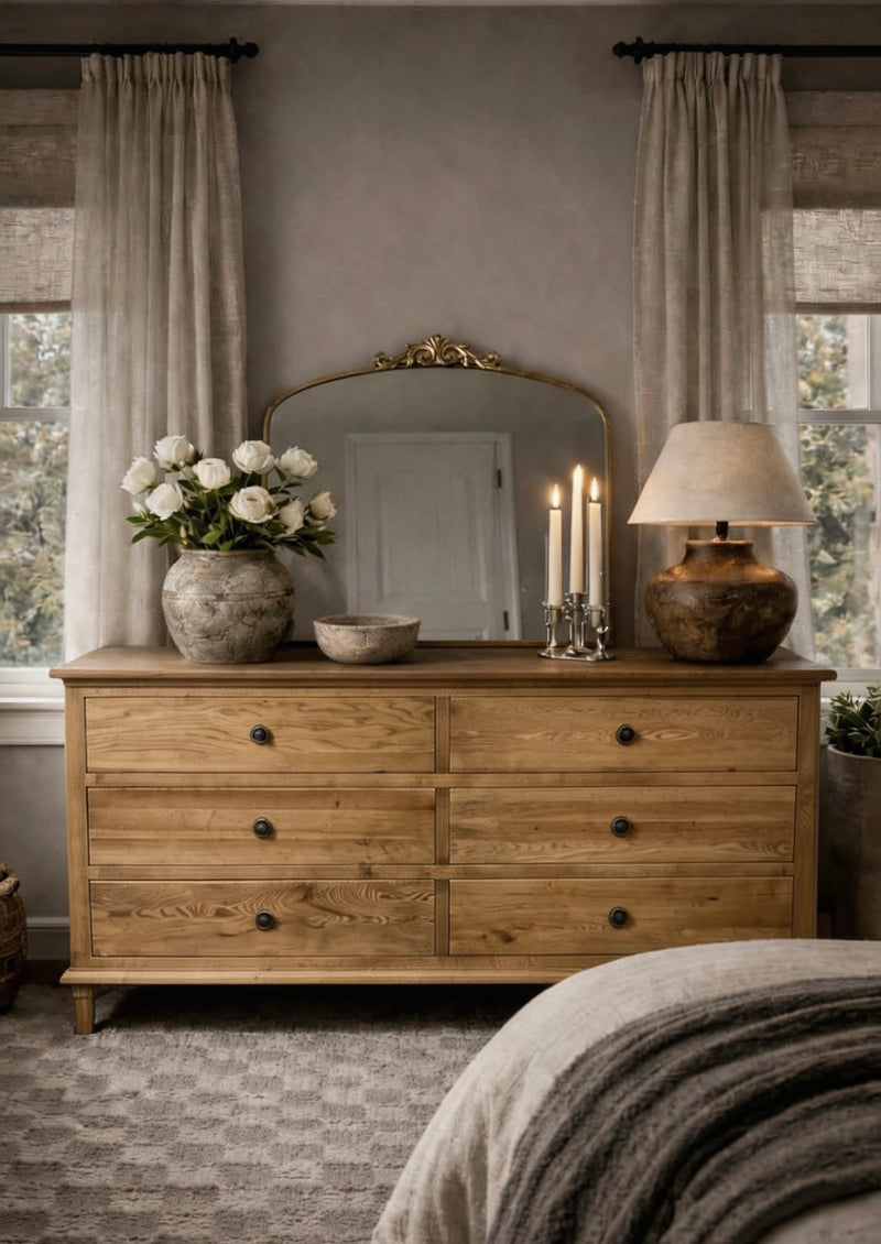 CAROLINE FABRIC PANEL OAK BED King