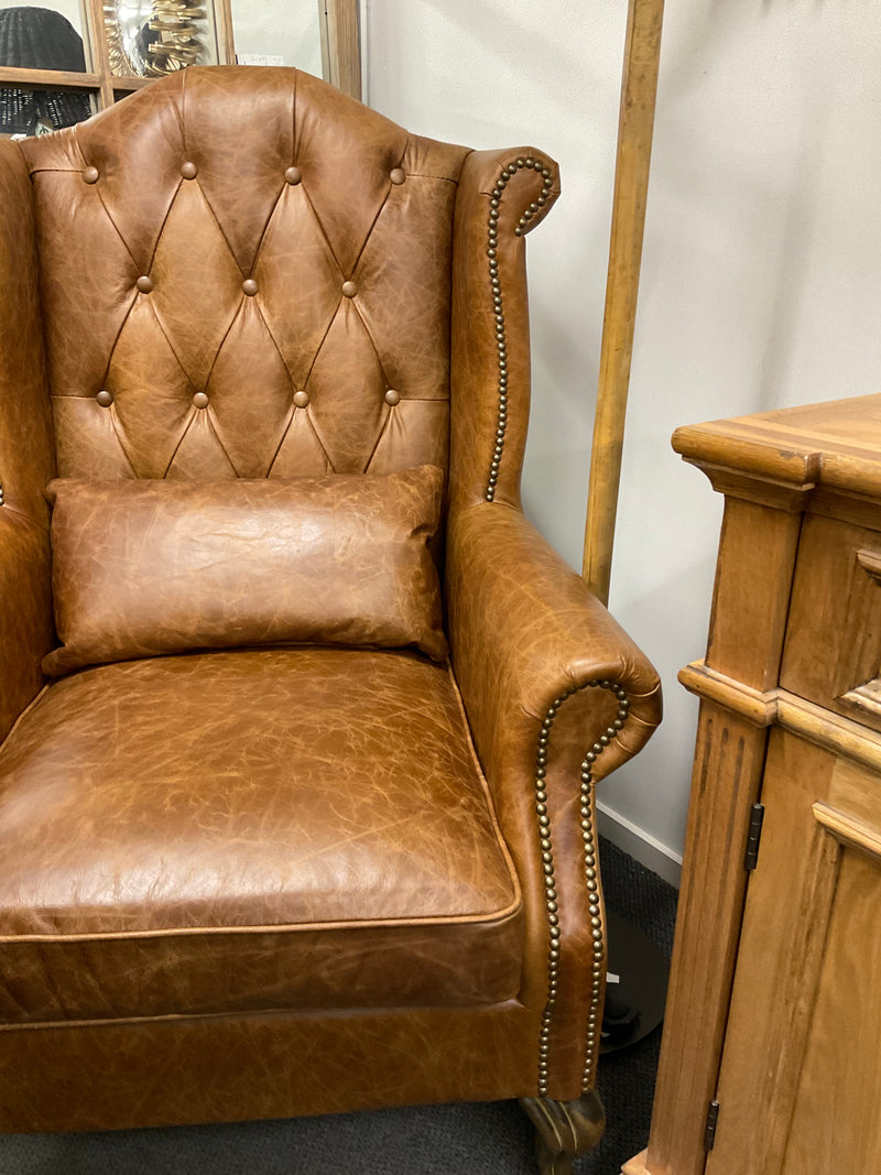 Top Grain Leather Wingback Chair Cocoa