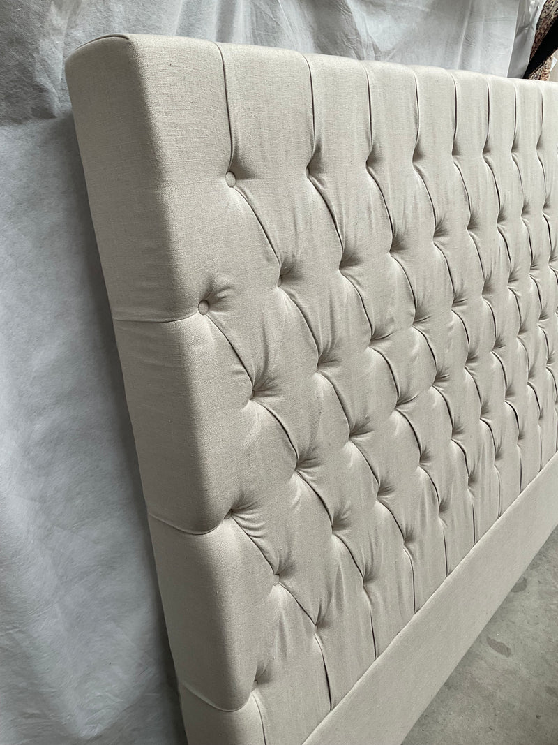 Superking/ Buttoned 150cm H headboard Beige Linen